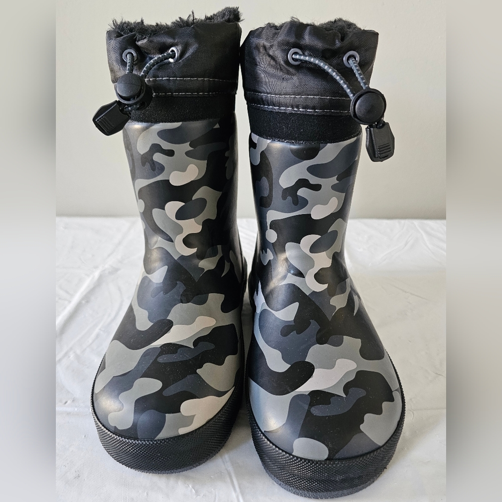 WESTERN CHIEF Boys Black Camo Waterproof Snow/Rain Boots